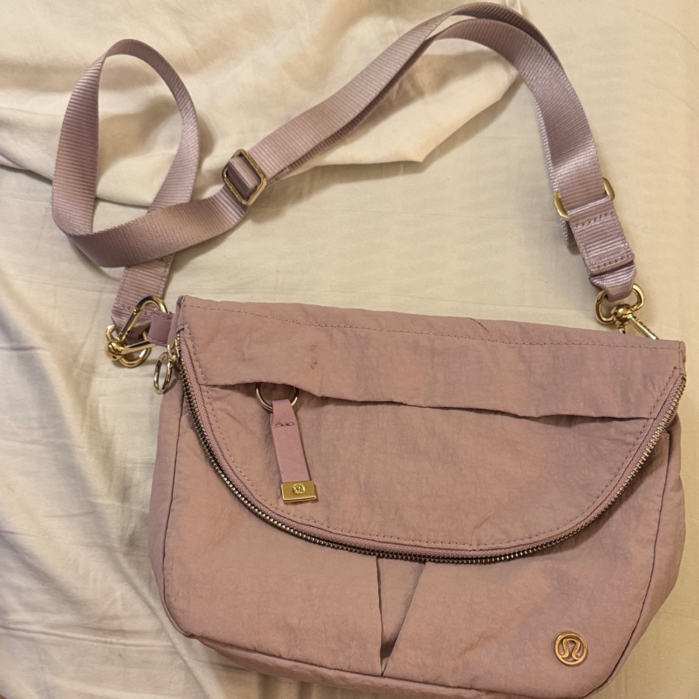 lululemon athletica Mauve Pink Crossbody Bag with Gold Hardware
